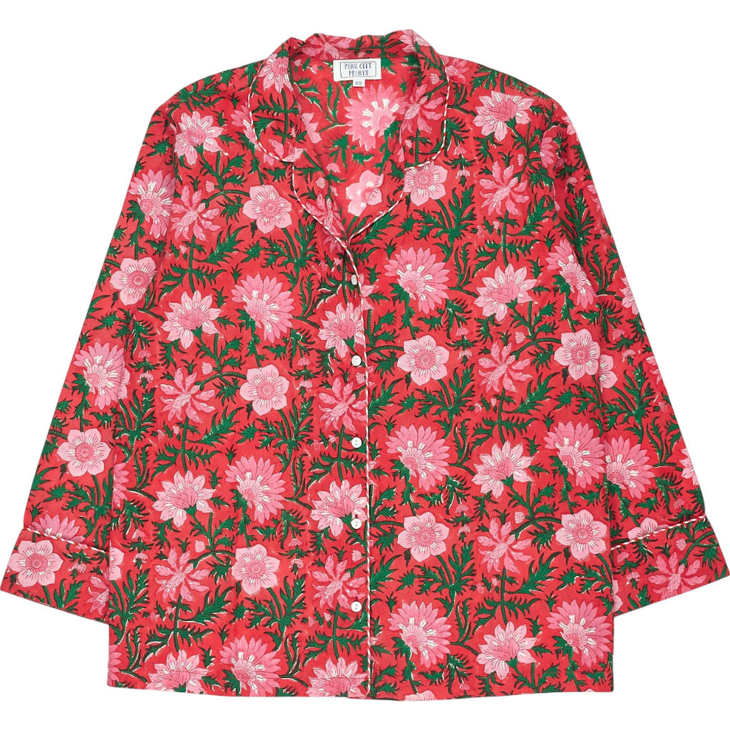 Pink City Prints Red Floral Shirt