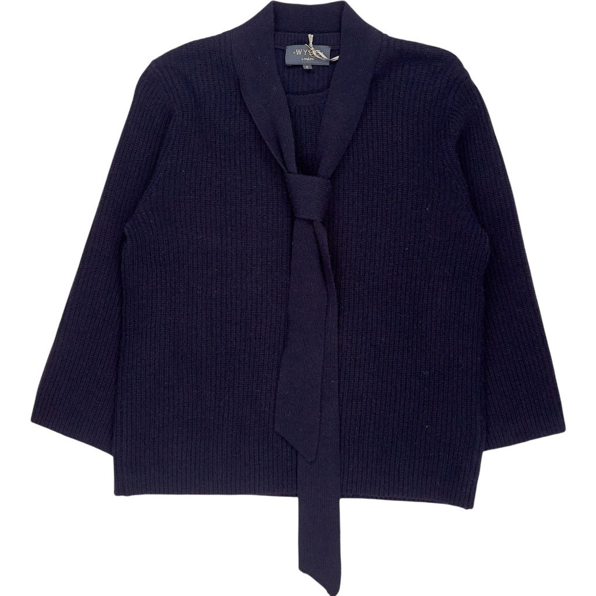 WYSE  Midnight Petra Merino Tie Neck Jumper