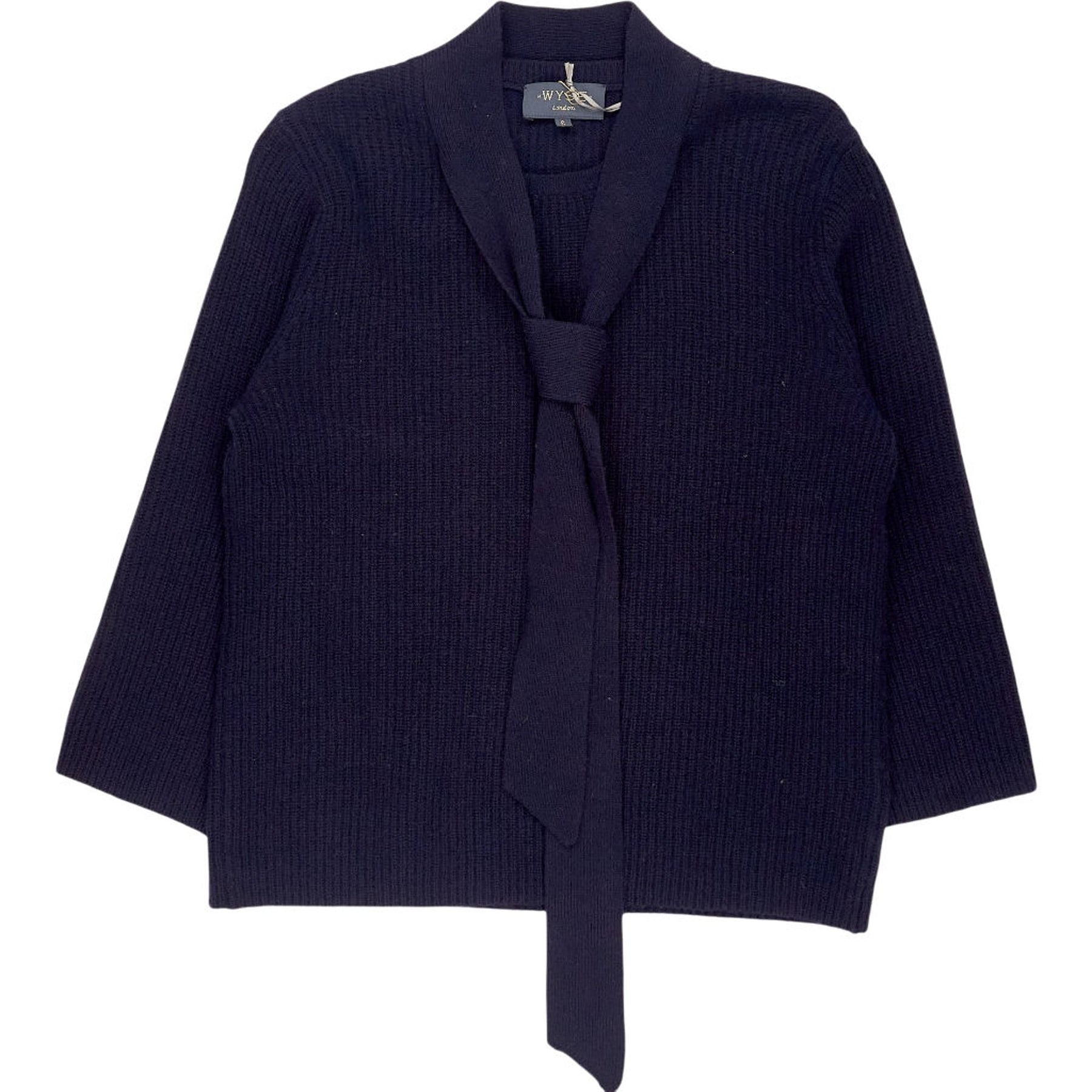 WYSE  Midnight Petra Merino Tie Neck Jumper