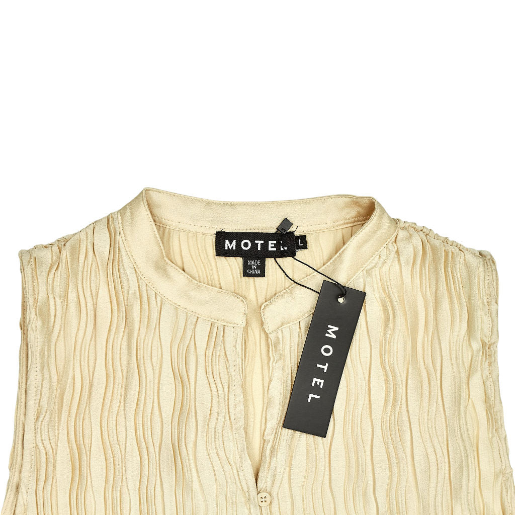 Motel Beige Crinkle Inara Sleeveless Top