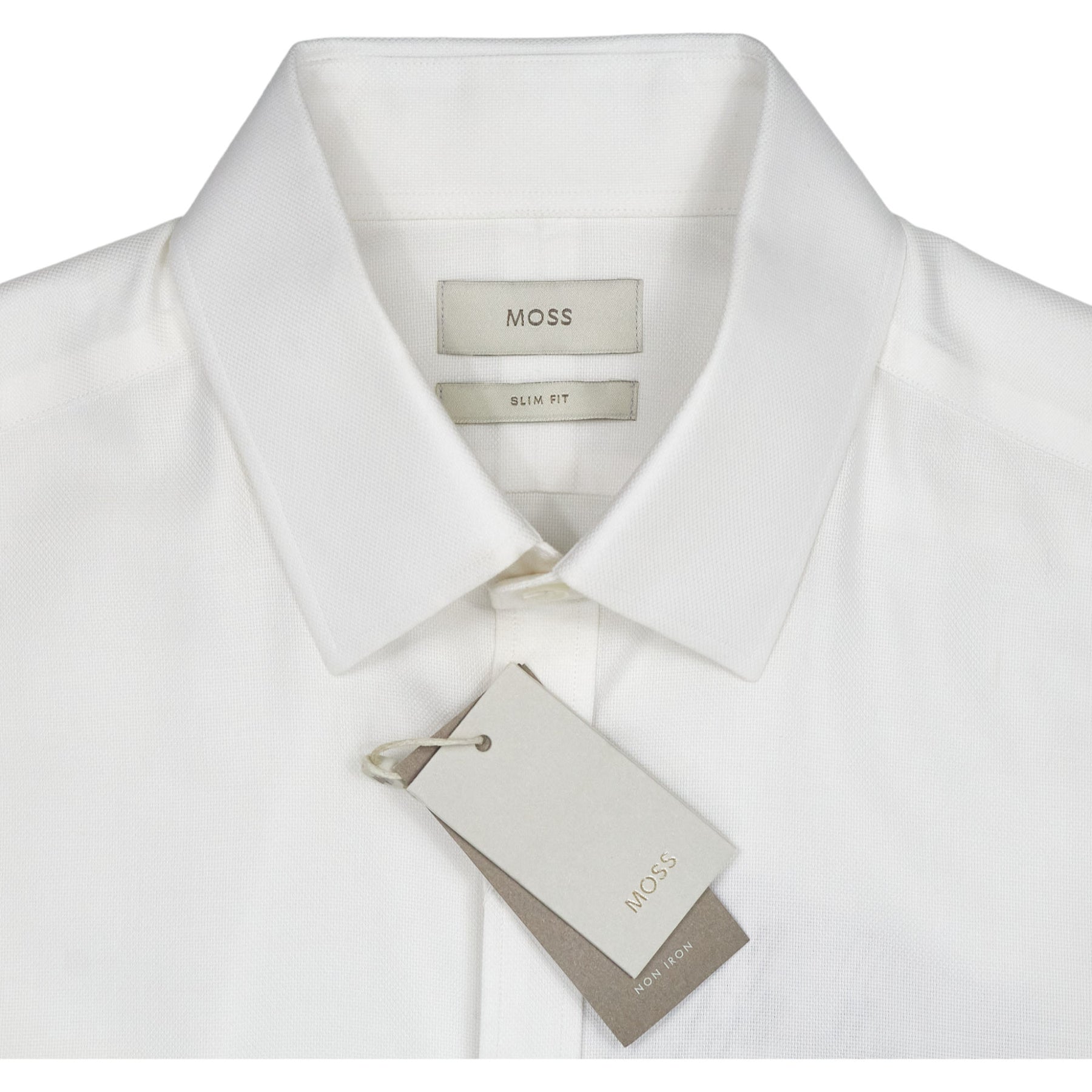 Moss White Slim Fit Non Iron Shirt