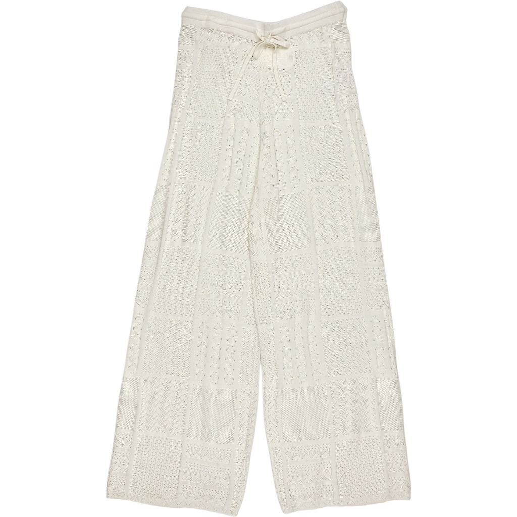 Hush Soft White Patchwork Stitch Knitted Trousers