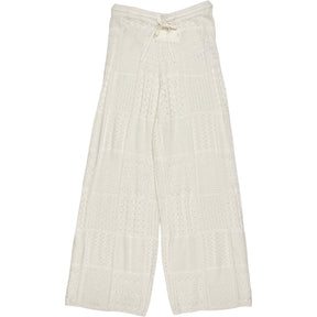 Hush Soft White Patchwork Stitch Knitted Trousers