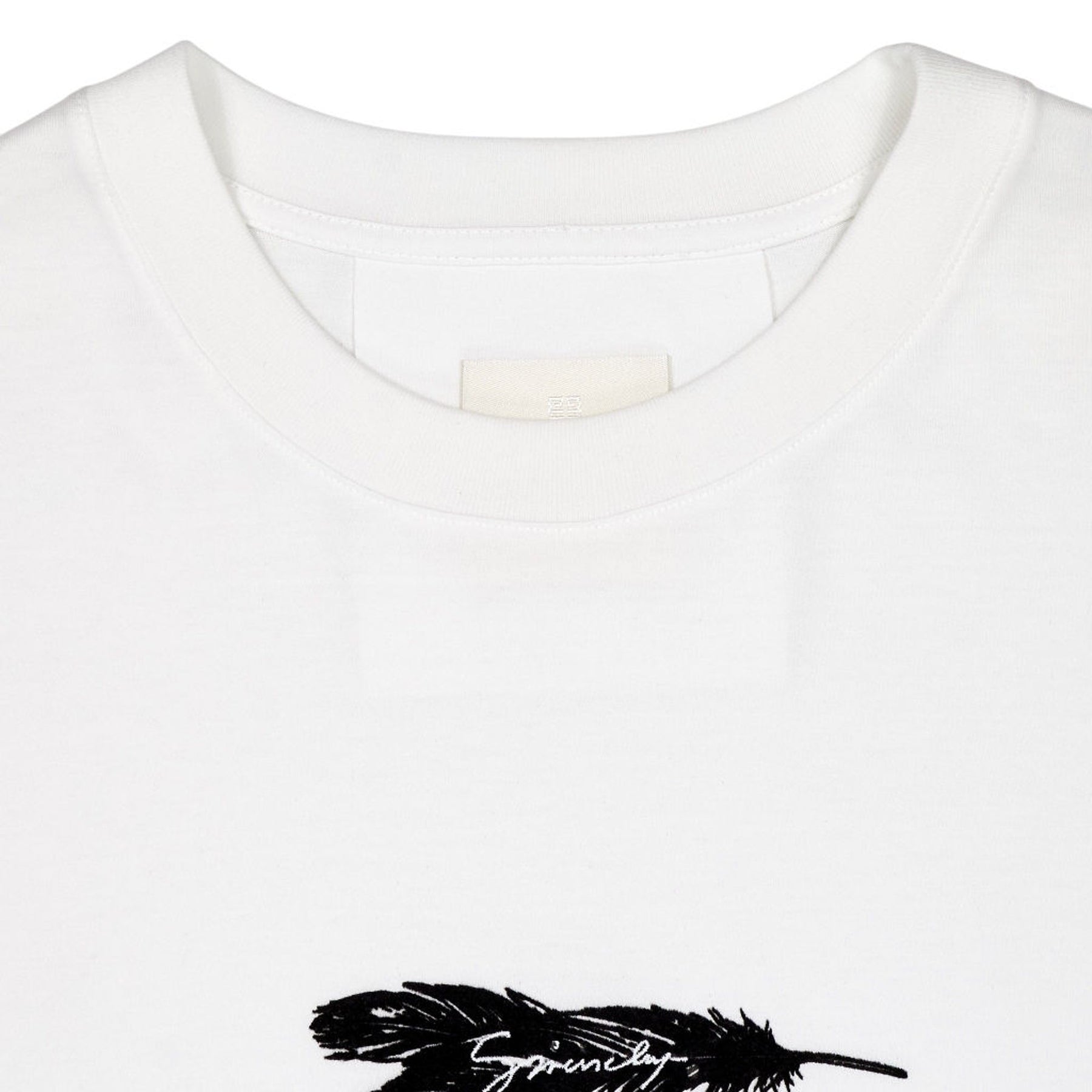 Givenchy White Cotton T-Shirt Feather Print