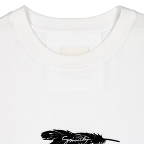 Givenchy White Cotton T-Shirt Feather Print