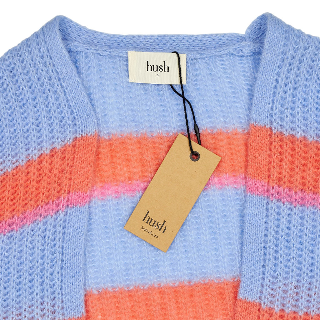 Hush Sky Blue Orange Ani Stripe Knitted Cardigan