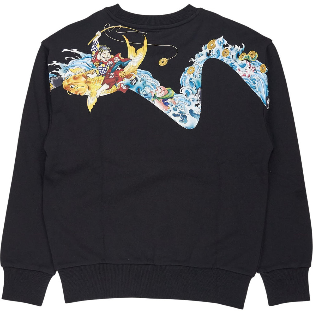 Evisu Black Koi 3D Wave Print Sweatshirt