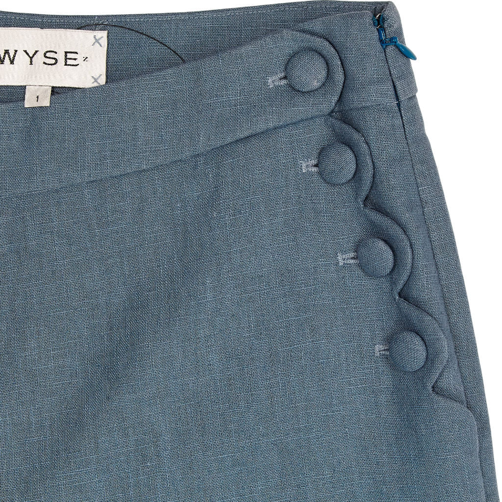 Wyse Blue Button Detail Trousers