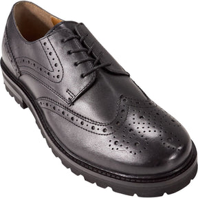 Moss Black Chunky Brogue Shoes