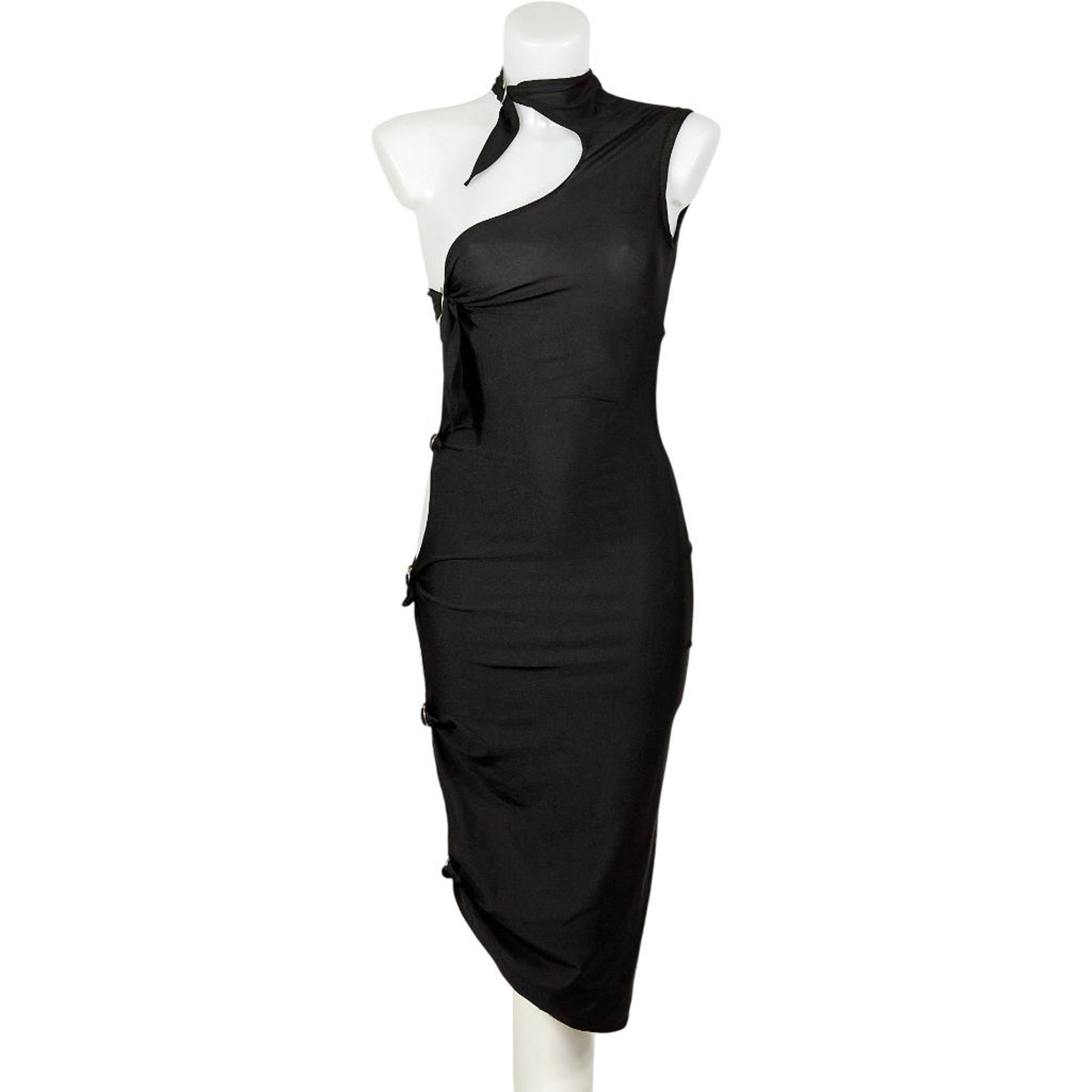 Swanky Modes Vintage Black Asymmetric Cut-Out Dress