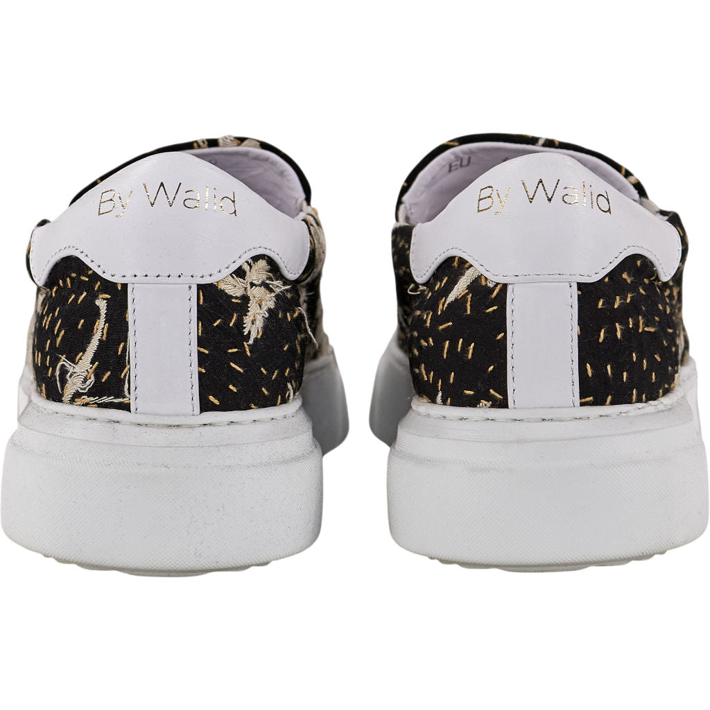By Walid Black White Piano Shawl Slip-On Shoes