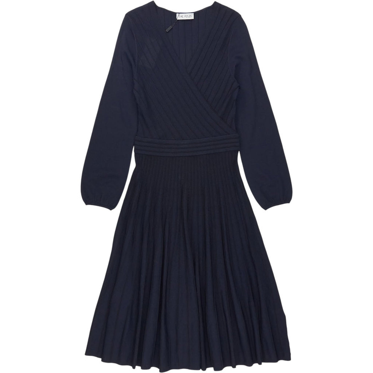 The Fold Navy Belluno Knitted Midi Dress