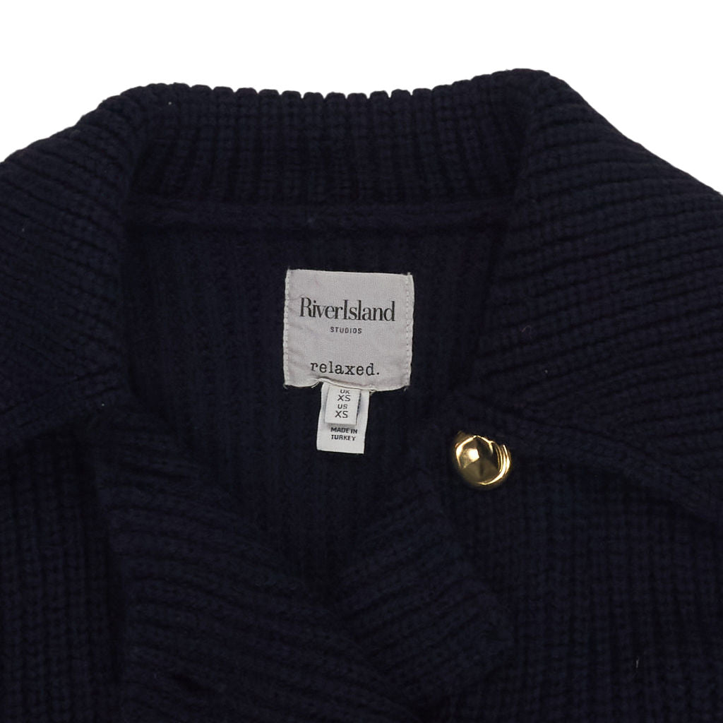 River Island Navy Double Breasted Cardigan