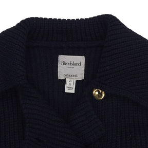 River Island Navy Double Breasted Cardigan