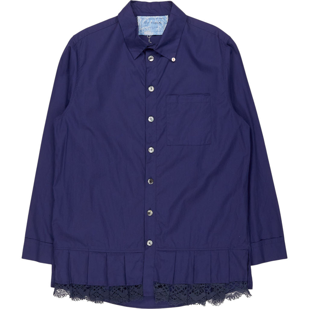 By Walid Blue Lace Hem Shirt