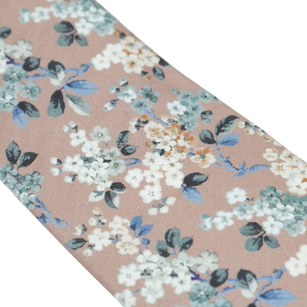 Moss Dusky Pink Floral Liberty Fabric Tie