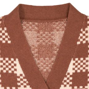 OMNES Brown Cream Athena Check Cardigan