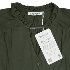 Baukjen Khaki Green Annie Ruffle Collar Blouse