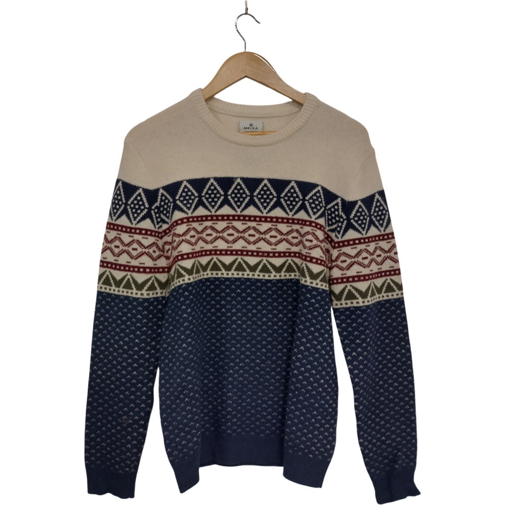 Melka Cream Multicolour Lambswool Sweater