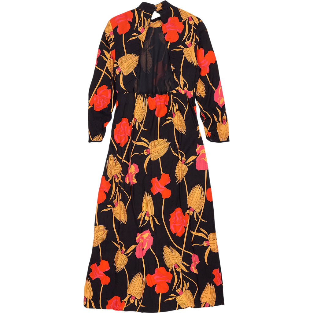 Rixo Black Floral Midi Dress