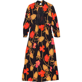 Rixo Black Floral Midi Dress