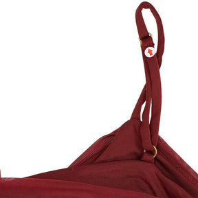 Oh Polly Wine Asymmetric Ruched Dress
