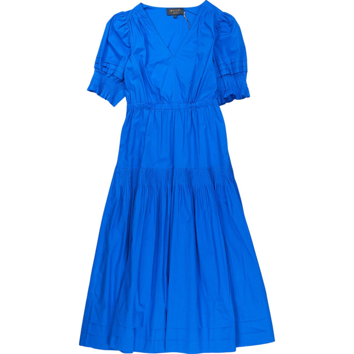 Wyse Blue Pleat Detail Dress