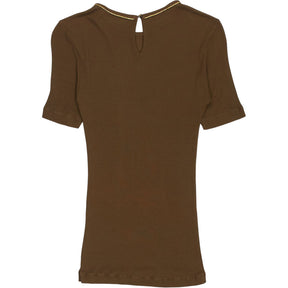 WYSE Brown Short Sleeve Top with Gold Trim