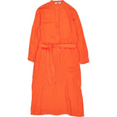 NRBY Orange Linen Belted Shirt Dress