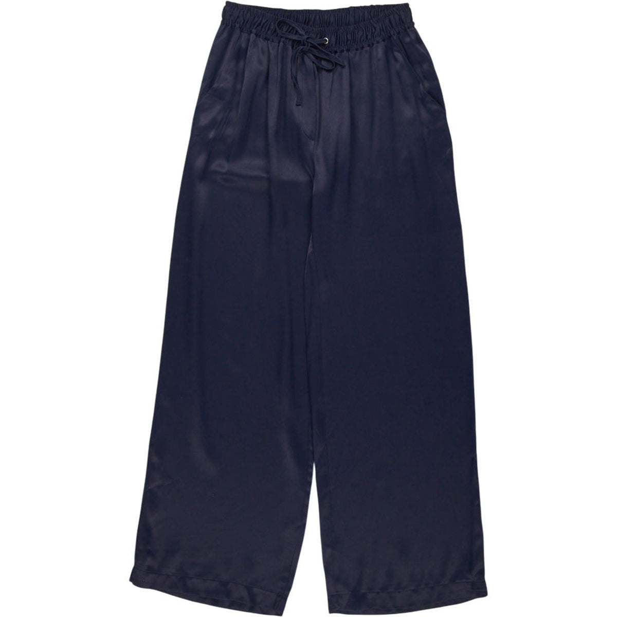 Baukjen Navy Satin Wide Leg Trousers
