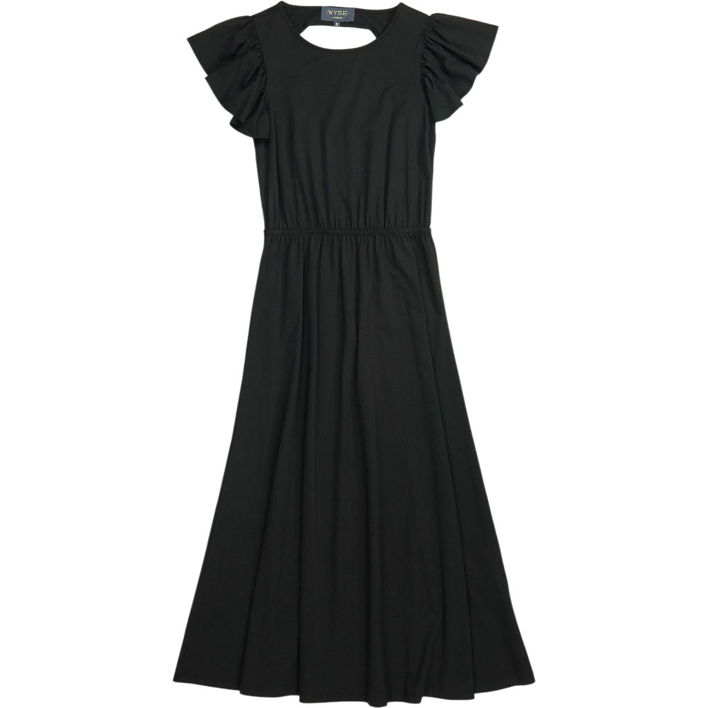 Wyse Black Ruffle Sleeve Dress
