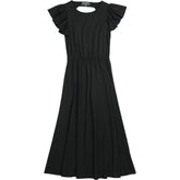 Wyse Black Ruffle Sleeve Dress