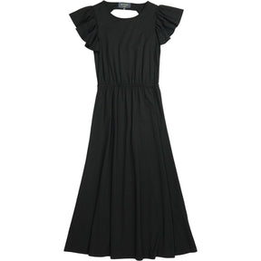 Wyse Black Ruffle Sleeve Dress