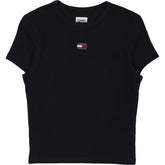 Tommy Black Rib Fitted T-Shirt