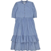 Baukjen Blue Ruffle Midi Dress