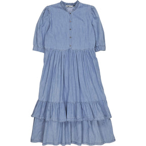 Baukjen Blue Ruffle Midi Dress