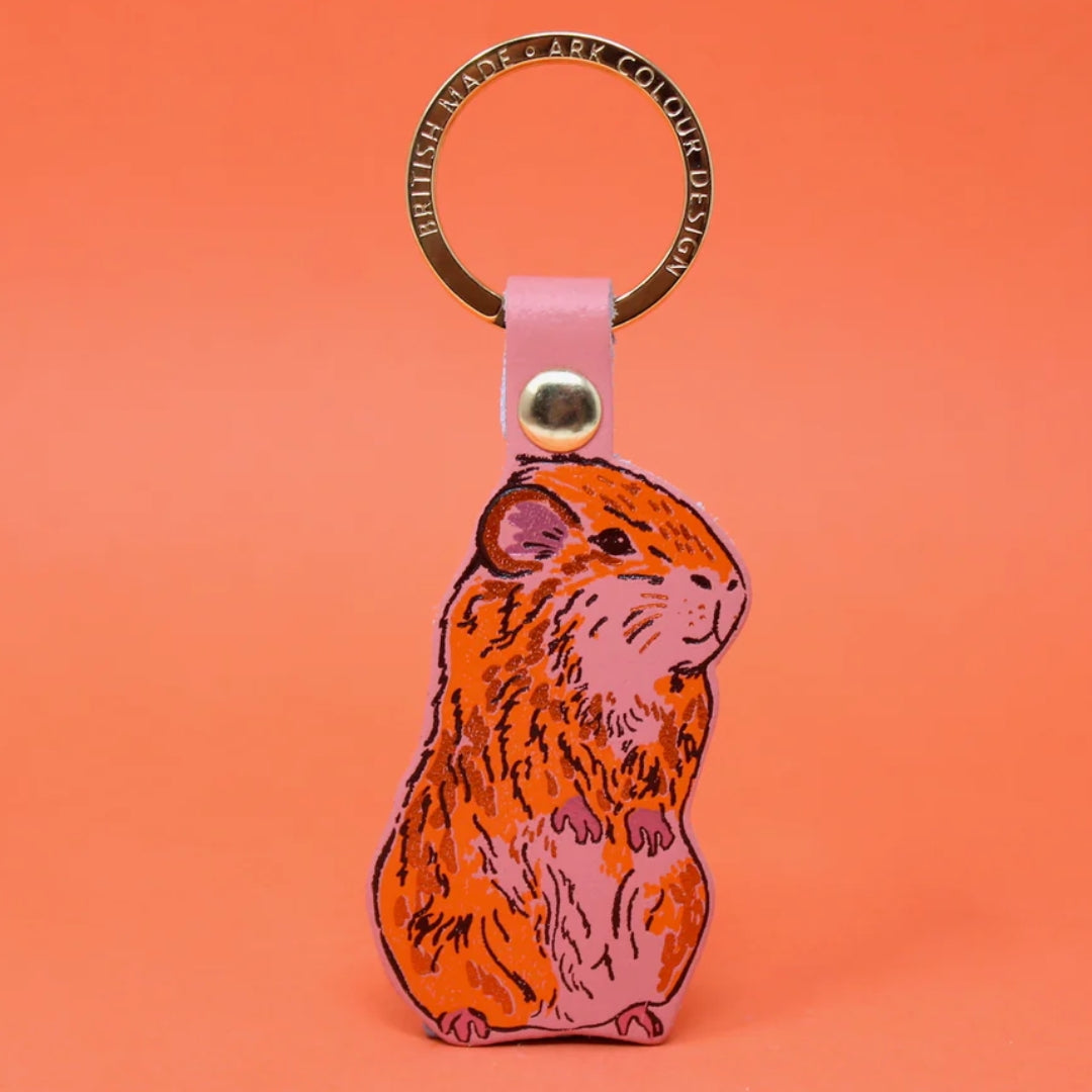 Guinea Pig Keyring - Orange & Pink