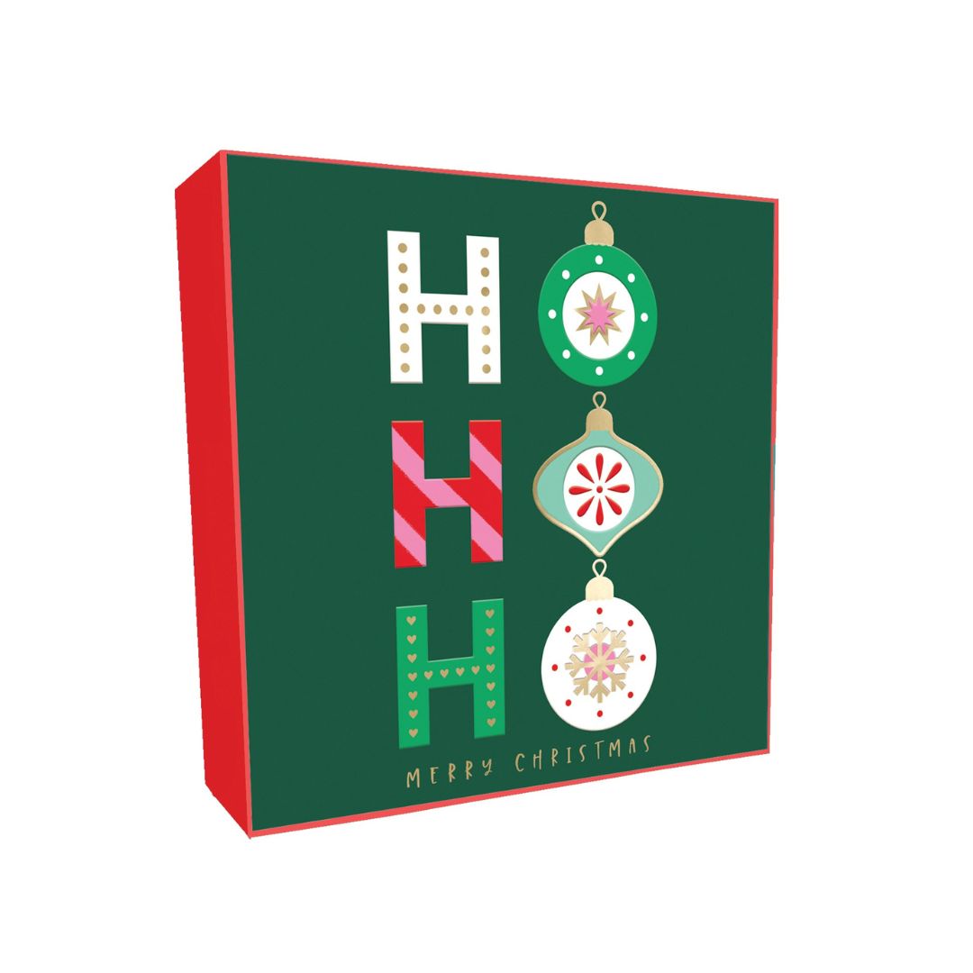 Ho Ho Ho Baubles Christmas cards- pack of 8
