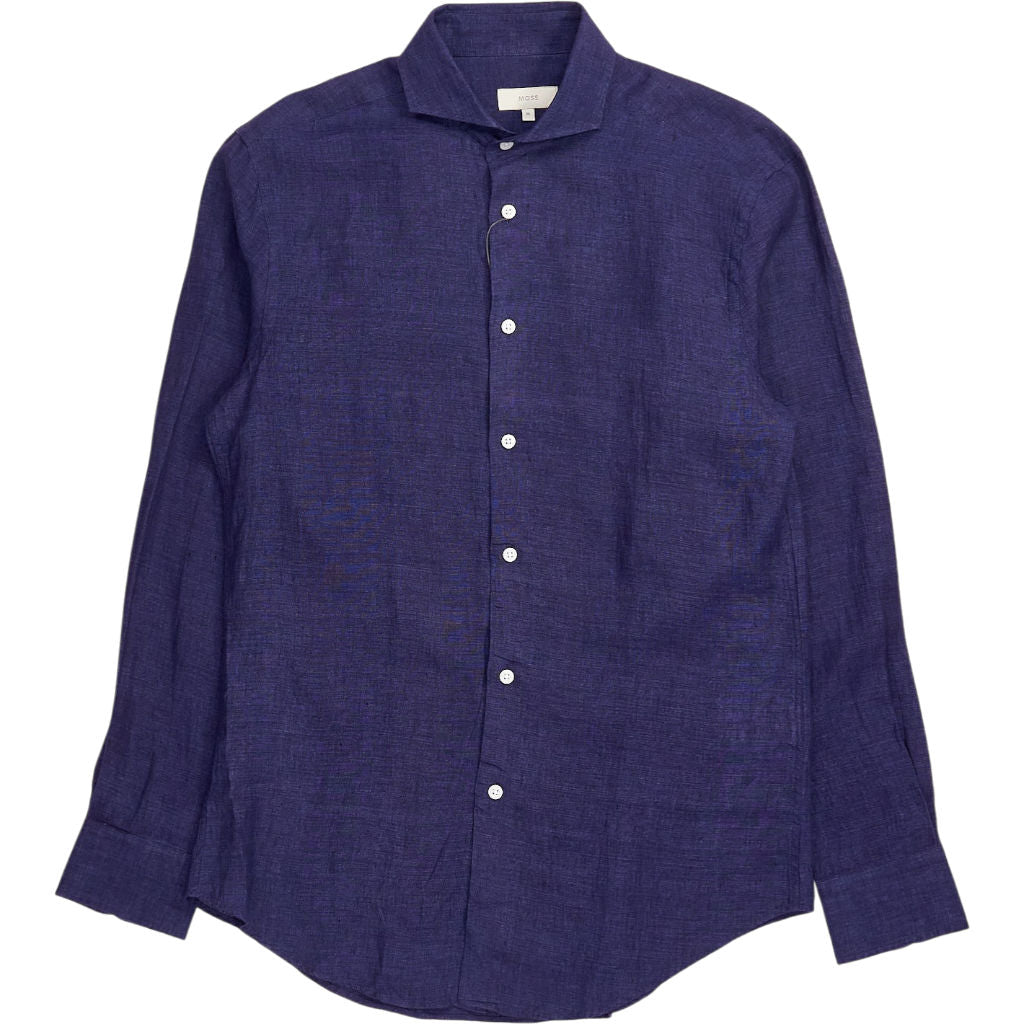 Moss Bros Navy Linen Shirt
