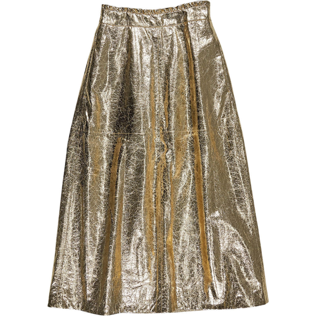 WYSE Gold Crackle Lateisha Faux Leather Skirt