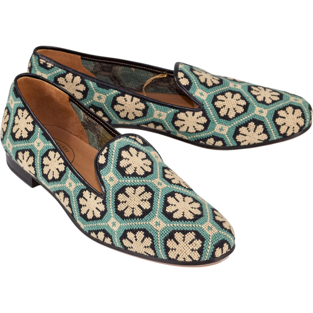Stubbs & Wootton Turquoise Mosaic Slippers