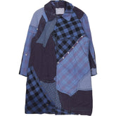 By Walid Blue Check Patchwork Coat
