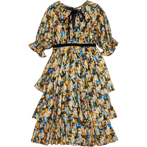 Oasis Black Floral Tiered Dress