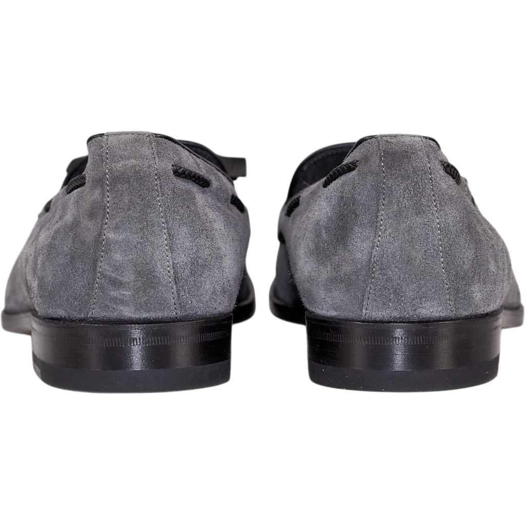 Manolo Blahnik Grey Suede Tassel Loafers