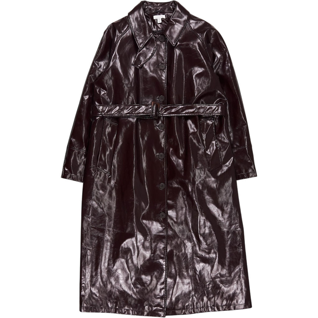 Topshop Burgundy Belted Trench Coat