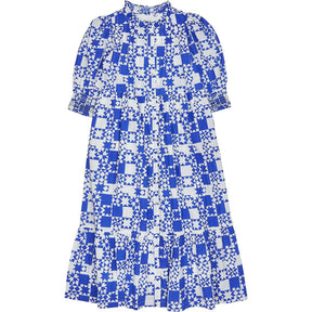 Bonte Delft Blue White Geometric Loane Dress