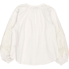 NRBY White Embroidered Sleeve Blouse