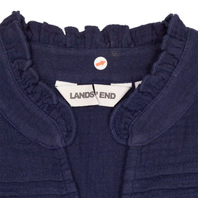 Lands' End Navy Button-Detail Blouse