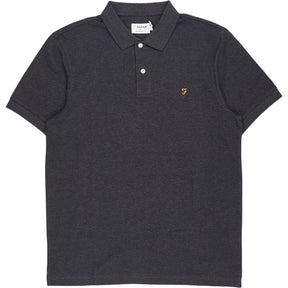 Farah Washed Black Marl Cunningham Polo Shirt