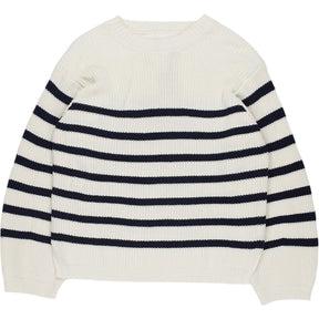Hush Off White Navy Kairi Striped Knitted Jumper